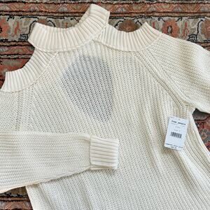 Free People Half Moon Bay Ivory Cotton Sweater NWT